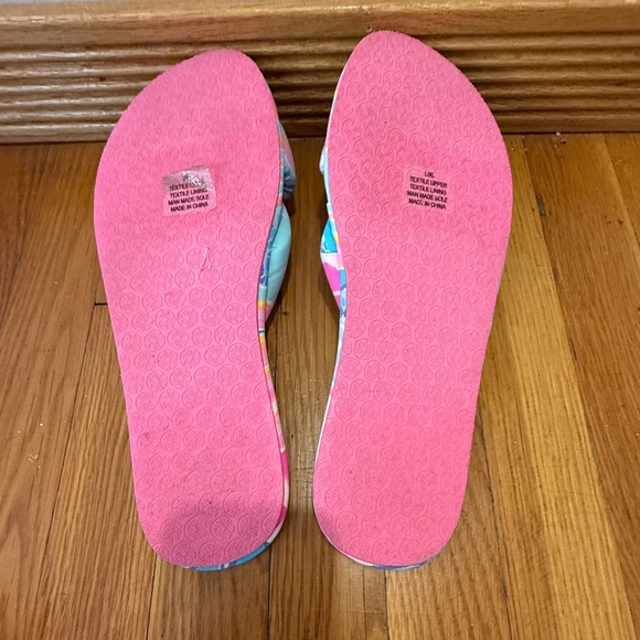 Lilly Pulitzer Sea Glass Aqua Rainforest Retreat Pool Slippers L/XL New - Picture 5 of 6